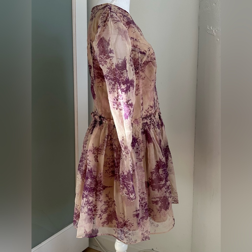 ASOS Beige and Purple Floral Mini Dress - Picture 2 of 9